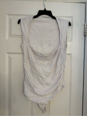 Abercrombie & Fitch White Draped Sleeveless Bodysuit